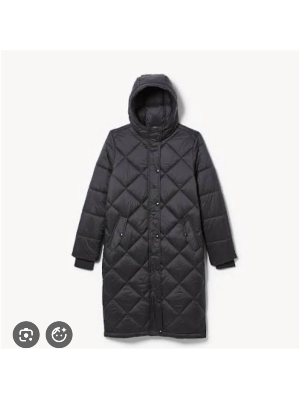 Joe Fresh Long Black Quilted Hooded Puffer Coat
